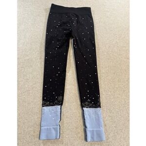 Sweaty Betty Ski Club Leggings XS 4 Black Snowflake Base Layer Excellent
